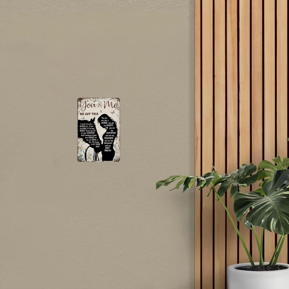 Винтажная вдохновляющая металлическая табличка «Лошадь и всадник» - Настенный декор для дома, дачи у озера, деревенское жестяное настенное искусство