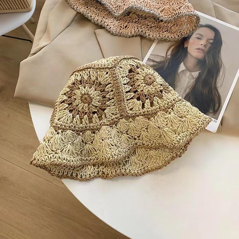 Соломенная шляпа детская весенне-летняя соломенная цветочная солнцезащитная шляпа с большим карнизом, универсальная, повседневная, пляжная шляпа для женщин