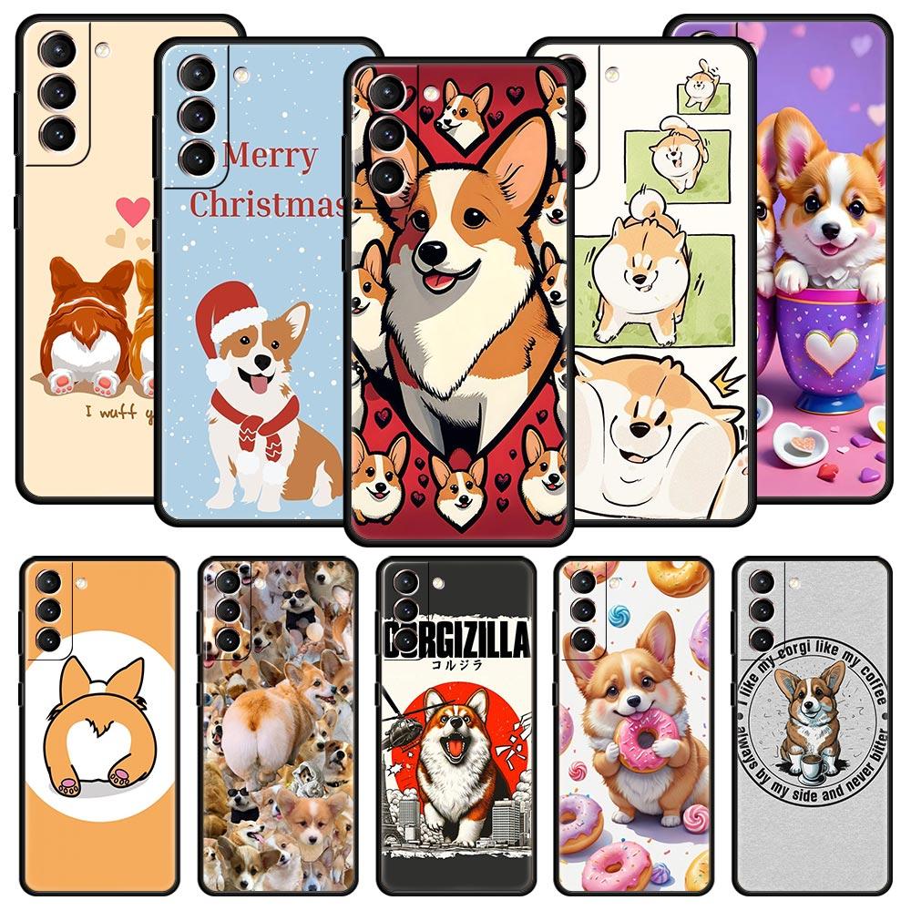 Милый Чехол для Телефона с Собакой Корги для Samsung Galaxy S26 S25 S24 S23 S22 S20 S21 FE Ultra S25 Edge Plus 5G Мягкий ТПУ Чехол Fundas