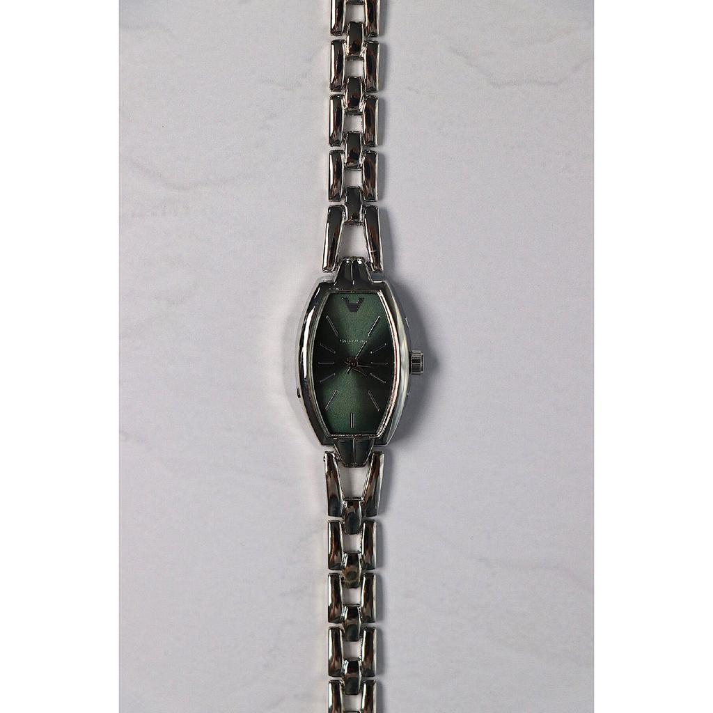 Винтажные женские наручные часы Verda специального дизайна с тонким ремешком серебристого цвета (зеленый циферблат)