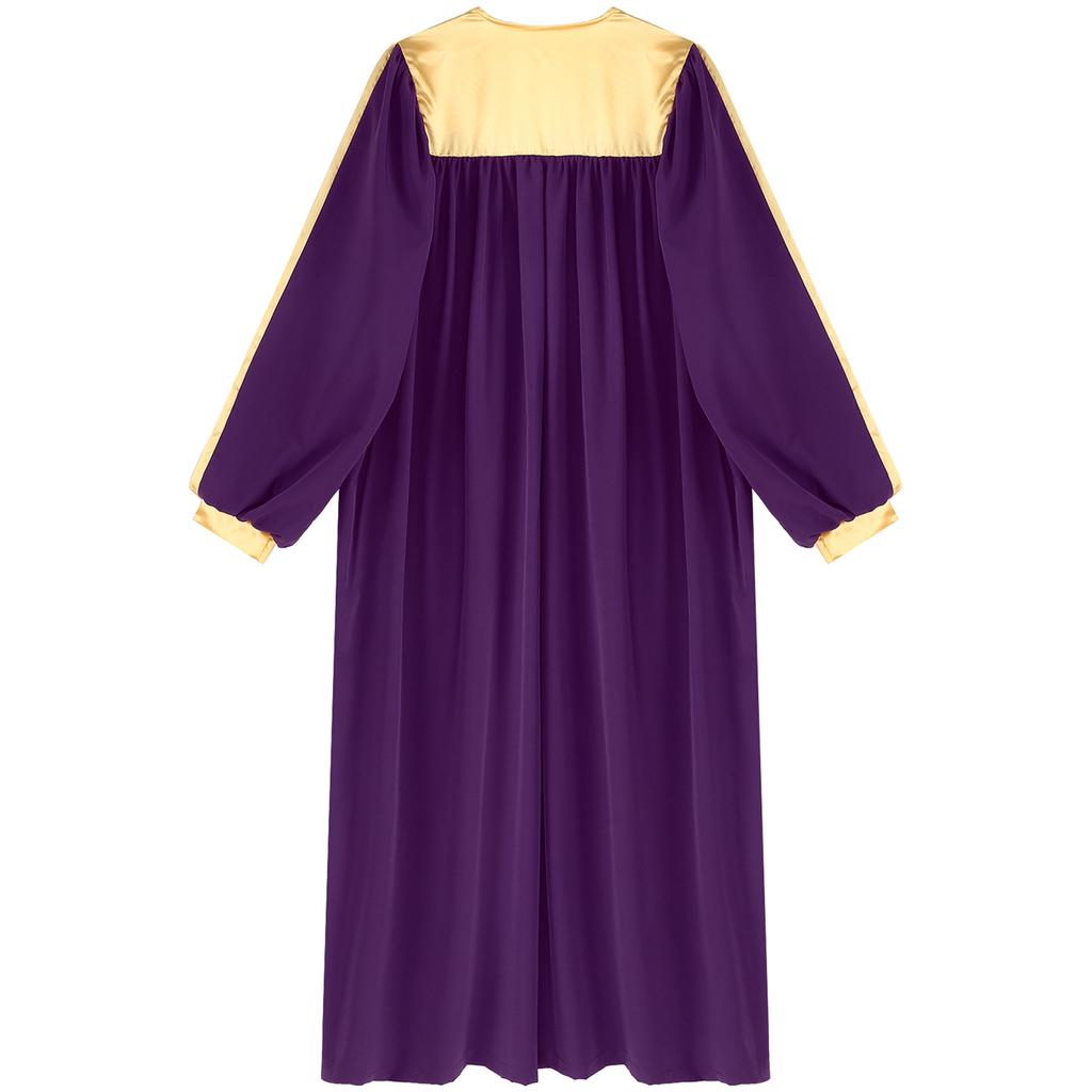 Унисекс взрослый хоровой халат для церковного крещения с V-образным вырезом и длинным рукавом, цветные блоки, на молнии, костюмы