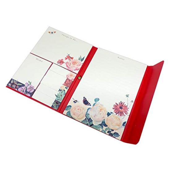 Sticky Note Gift Notepad with Butterfly and Floral Perfect British Import Set, Stationery, Print, Red, Gift,