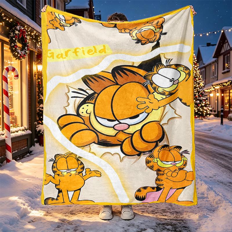 Garfield Pattern Blanket for Home Decoration, Bed, Sofa, Car Travel, Camping, Suitable for All Seasons, Birthday Christmas Gift