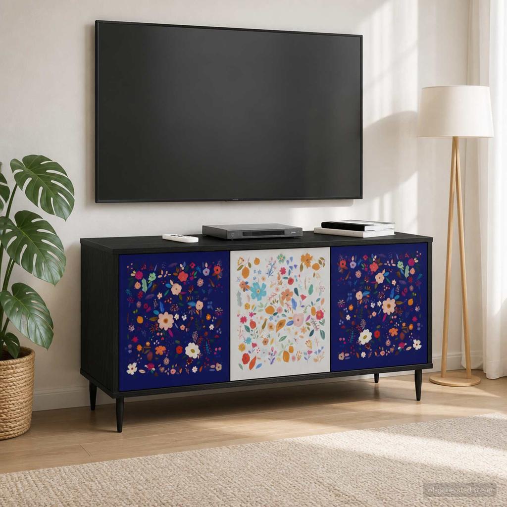 TV Cabinet MAINZ 102 x 33 x 51 cm Black Oak Effect