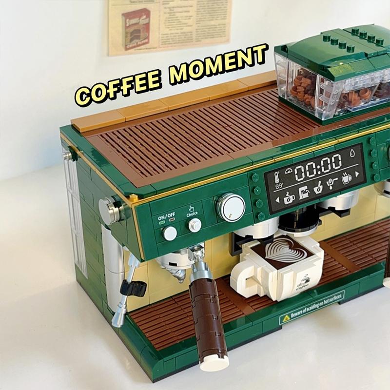 Retro Coffee Machine Building Block Puzzle Building Children's Brick Home Decoration Desktop Toys for Kids Adult Christmas Gifts