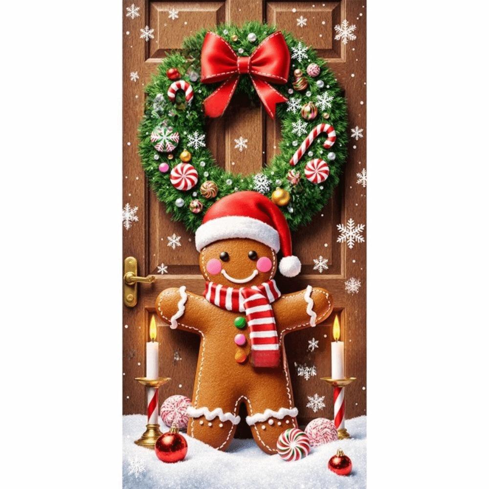 Door Hanging Christmas Door Cover Atmosphere Arrangement Background Santa Claus Banner Holiday Props Old Man Snowman