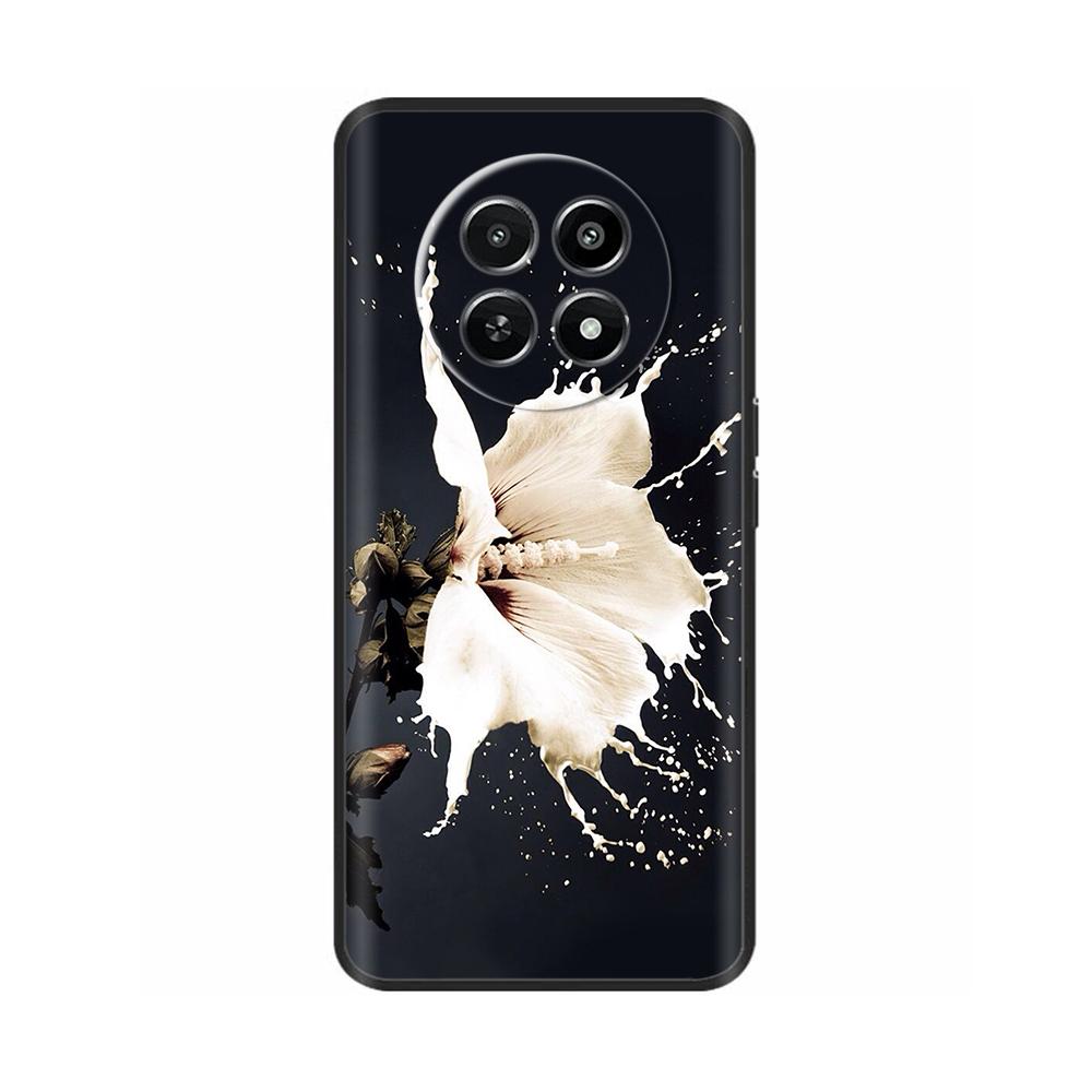 Для Realme 12 5G 12X Чехол для телефона Цветочный принт Мягкий черный ТПУ Fundas Для Realme12 12 X Защитный бампер Para Coque Etui Capas