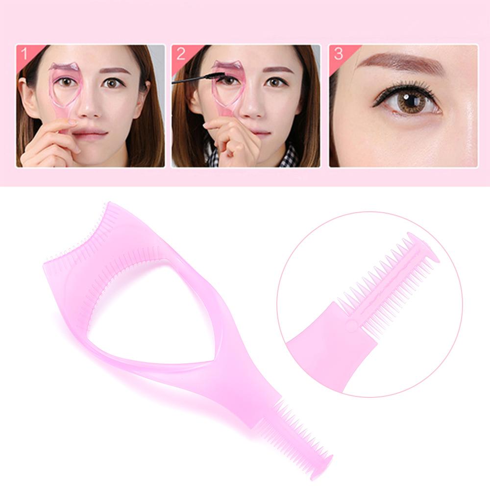 Crystal Color Random Applicator Tool 3-In-1 Eyelash Comb Template Mascara Shield Make Up Brush