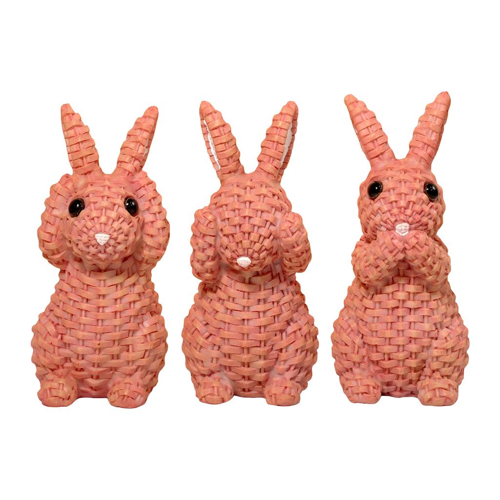 Rattan Bow Resin Ornament, Easter Bunny Decor, Rattan Effect Resin Bunny Statue, Easter Table Decoration Spring Indoor Home Decor