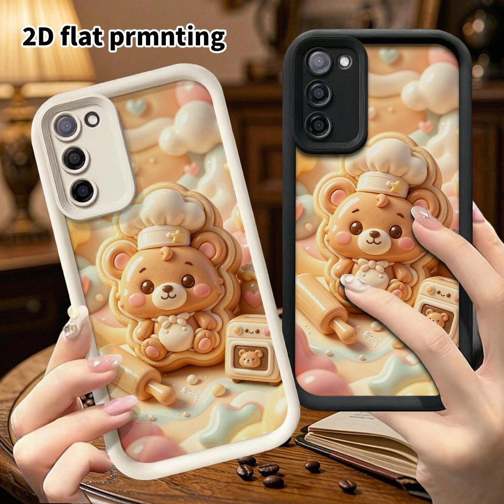 Phone case: 2D flat, suitable for Samsung Galaxy A34 A35 M05 M06 S20 S22 S21 FE Plus 5G protective case, little bear cookies, perfect Christmas and Ha