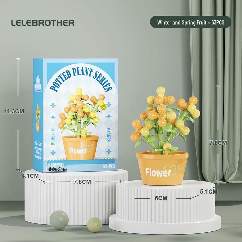 Cross-Border Lego Immortal Flower Basket Building Block Set - Rose Bonsai & Children's Assembly Toy for Teacher's Day Gift