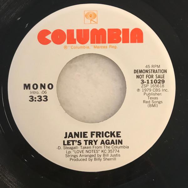 7-дюймовая пластинка JANIE FRICKE Lets Try Again 311029PROMO COLUMBIA 1979 США Кантри-фолк Б/У