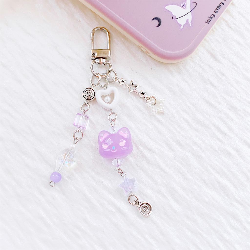 Aesthetic Heart Phone Chains with Lanyard String Handbag Charm Fashionable Key Jewelry for Fashionable Accessorizing