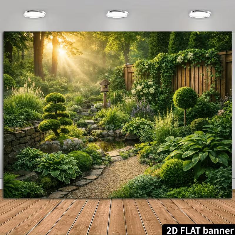 2D Зеленый двор с утренним солнцем Растение для улицы Фотосессия для беременных Фон Декор