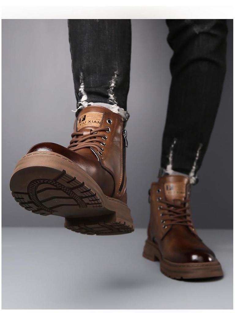 2025 Men's High-Top Martin Boots - Autumn & Winter Casual British Style, Youth Trend, Big Yellow