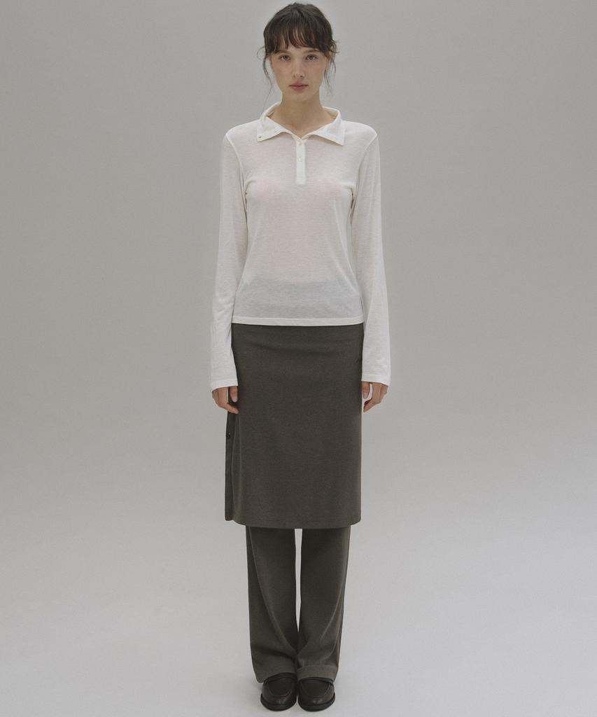 ANDNEEDS Naia Layered Skirt Pants (Brown)