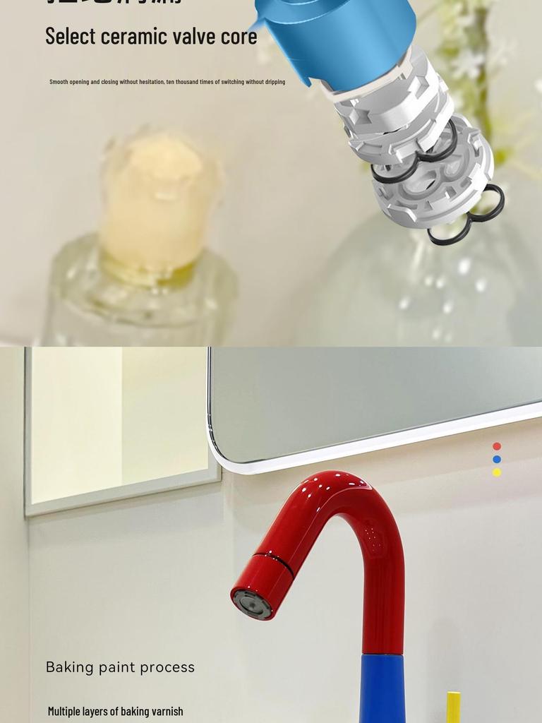 Ванная раковина в немецком стиле с дофаминовым смесителем: Цельномедный, Горячий/Холодный, Вращающийся Выдвижной Настольный Умывальник.