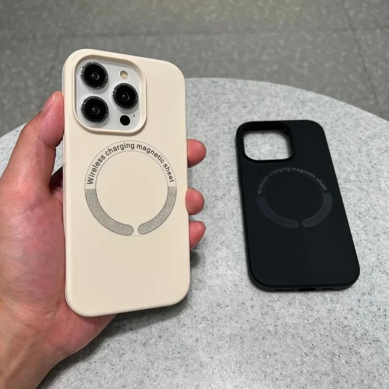 Чехол из жидкого силикона для Apple iPhone 17 16 15 14 13 12 Pro Max Plus Air Magsafe Магнитная беспроводная зарядка funda