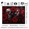 2D Flat 2D Flat Print 1 Large Size/ Pattern Tapestry Skeleton Roses Red Room Wall Decor For Living Room Office Party Decor