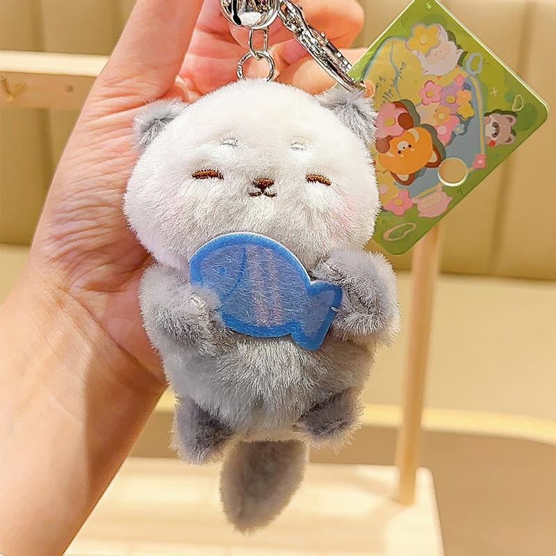 Animal Series Healing Plush Keychain Pendant With Cat Otter Lamb Design Panda