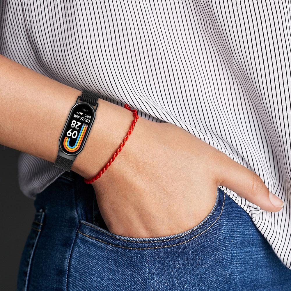 For Xiaomi Mi Band 8 NFC Milanese Loop Watchband Stainless Steel Belt Correa Miband8 Bracelet Mi Band 8 NFC Magnetic Replacement
