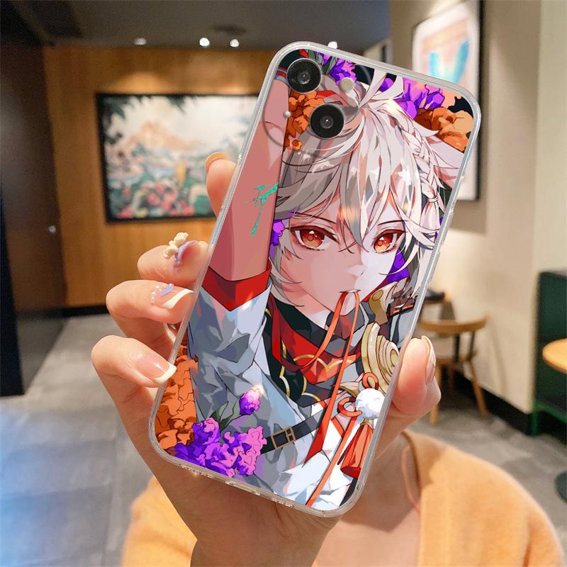 Прозрачный чехол для телефона Genshin Impact Ху Тао Сяо для iPhone 15 14 13 12 Mini 11 Pro Max XS X XR 7 8 Plus Прозрачный противоударный чехол