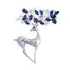 Fashion  Blue Glass Crystal Deer Brooch Lapel Pins Fashion Jewelry Accessories