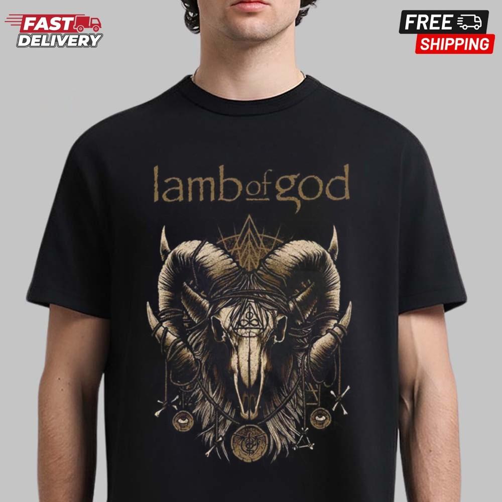 Lamb Of God Ram Skull Black T-Shirt, Heavy Metal Band Shirt Unisex T-Shirt