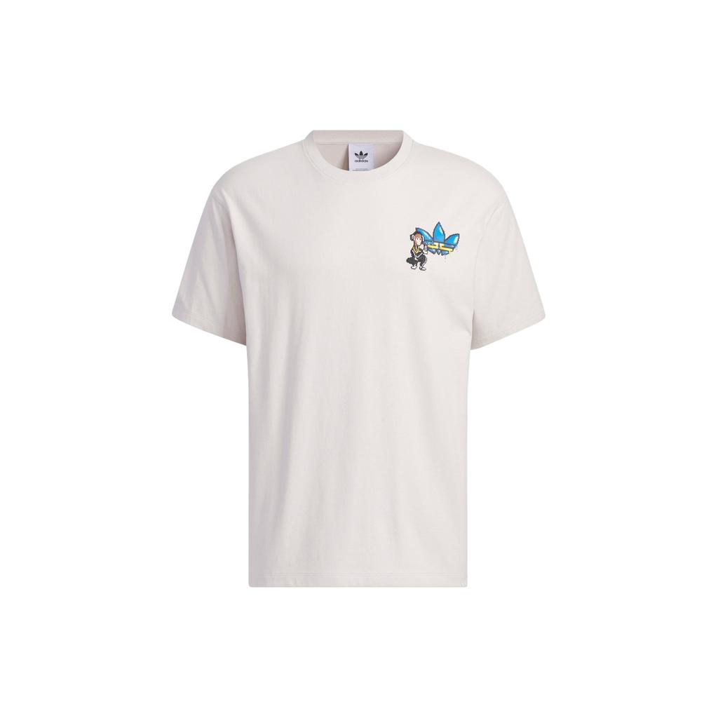 adidas Совместная футболка Gfx Originals Clover X Monkey Kingdom с мультяшным принтом, топы унисекс, слюдяно-розовый IP1792