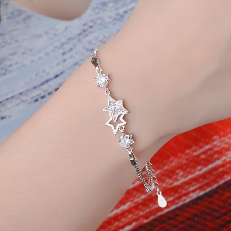 Charms   Copper Bracelets Crystal Star for Women Valentine's Days Cubic Zircon Wedding party gift Jewelry