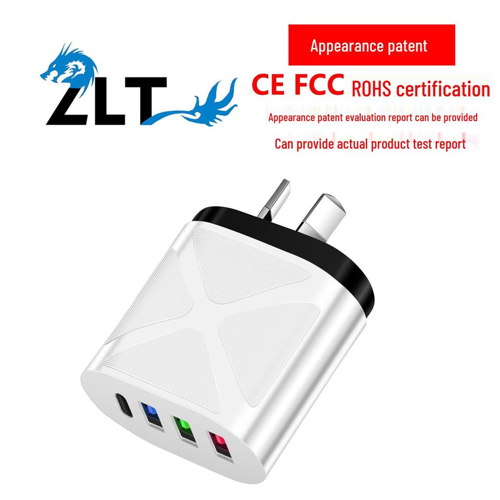 Универсальное зарядное устройство для путешествий: 3 USB + Type-C, Многопортовый 5В 2.4А, Стандарты ЕС/США/Великобритании
