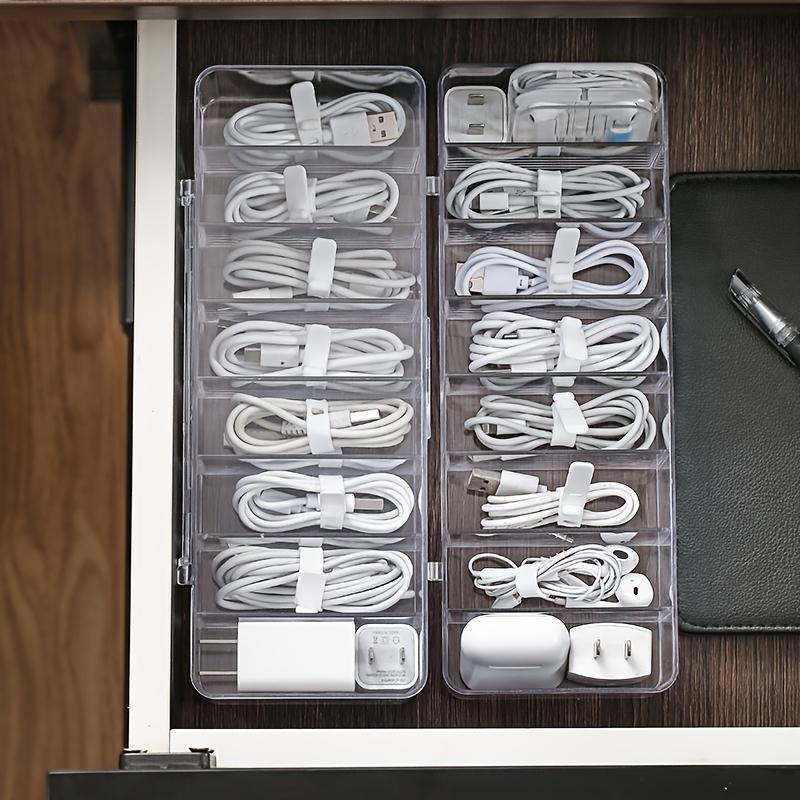 1pc Clear Plastic Cable Organizer Box, Dust-Free Desktop Storage for Cables and Accessories, Durable Material, Easy To Use