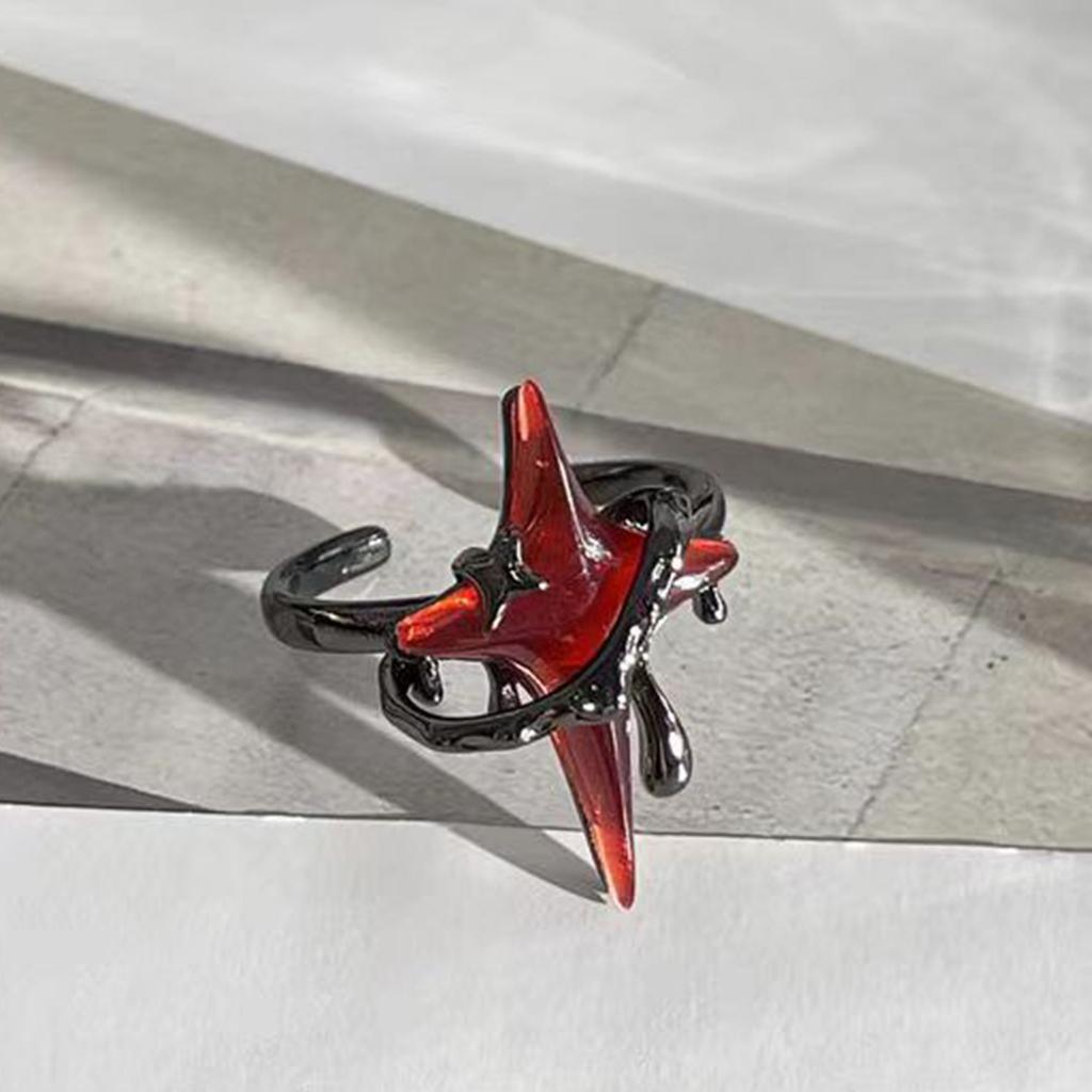 Кольца для свиданий Кольца на пальцы регулируемого размера в форме звезды Готические открытые кольца Украшения для пальцев Подходят для вечеринок и повседневной носки