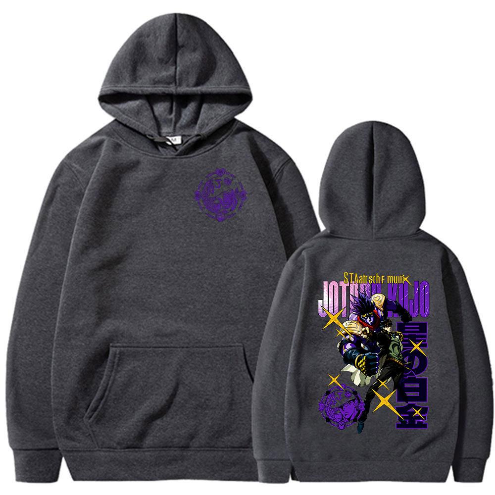 Anime Jojo Bizarre Adventure Jotaro Kujo Star Platinum Hoodies Clothing Fashion Pullovers Long Sleeves Oversized Sweatshirt