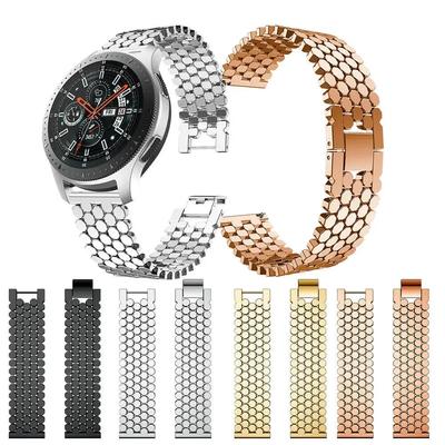 Ремешок 22 мм, 20 мм для Samsung Galaxy Watch 3, 45 мм, ремешок Gear S3 Active 2, ремешок из нержавеющей стали для часов Huawei, браслет