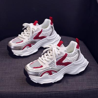 Кроссовки женские летние сетчатые дышащие повседневные белые туфли модные толстые туфли Pops