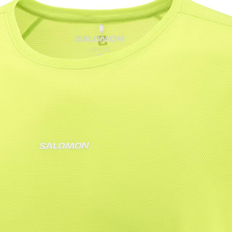 SALOMON Футболка для бега с коротким рукавом, дышащая, быстросохнущая, однотонная, легкая, с текстурой 'Shakeout Core Knit Flow' для мужчин, топ LC2778800