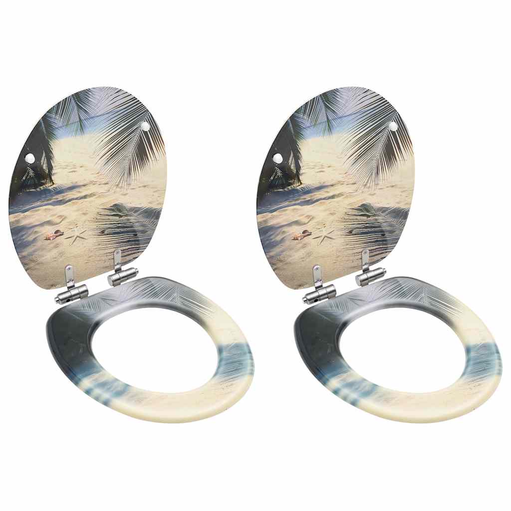 Soft Close Toilet Seats with Beach Design 2 pcs