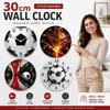 Solid Wood Football-Themed Wooden Clock Silent Soccer Quartz Clock Round Wall Clock  Living Room