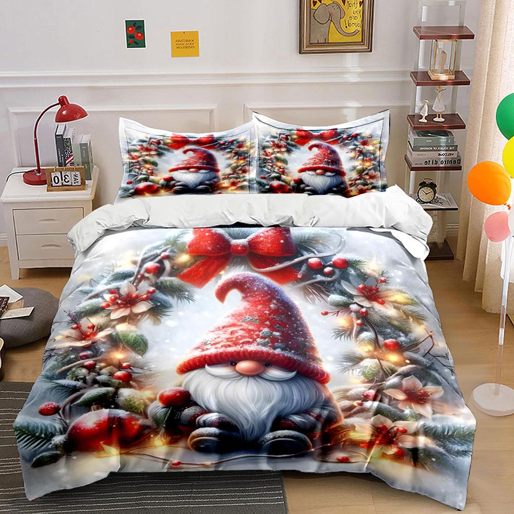 Christmas Gnome Bedding Set Bedding Duvet Cover Set Duvet Cover Pillowcases (1 * Duvet Cover 2 * Pillowcases, without duvet insert)