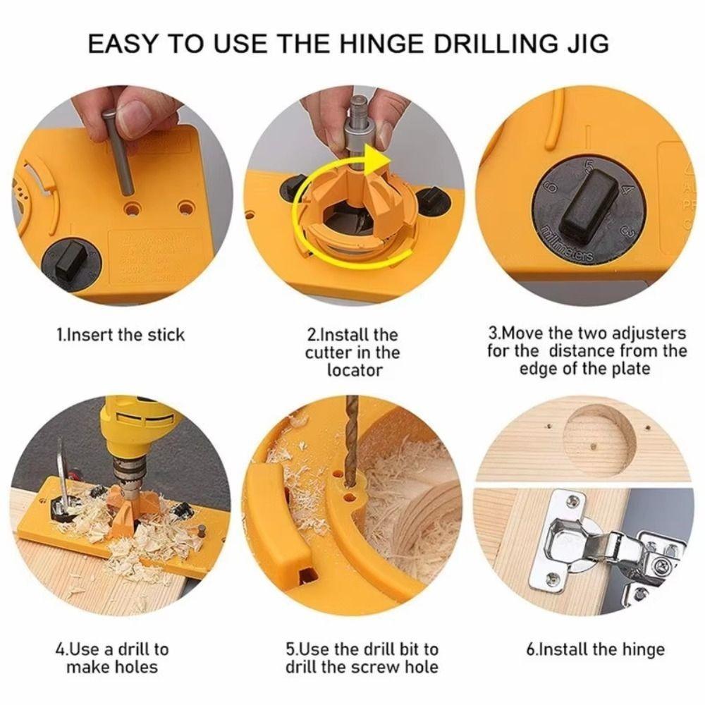 Drilling Boring Guide Cup Style Hinge Jig Durable Hinge Hole Tool Kit Woodworking