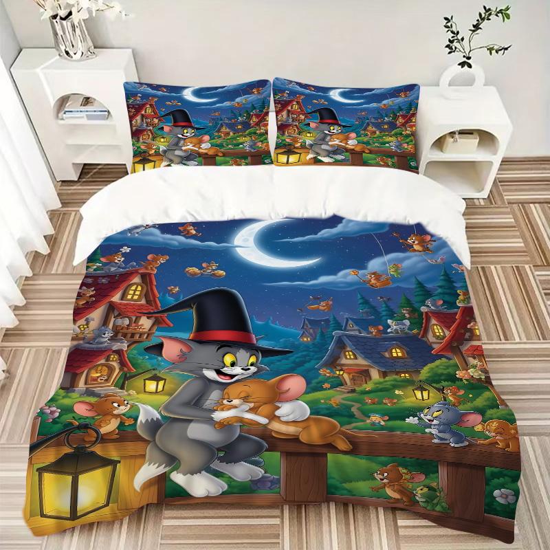 Tom Jerry Halloween Print 3Pcs Bedding Setduvet Cover With 2 Bedropillowcase Home Birthday Gift