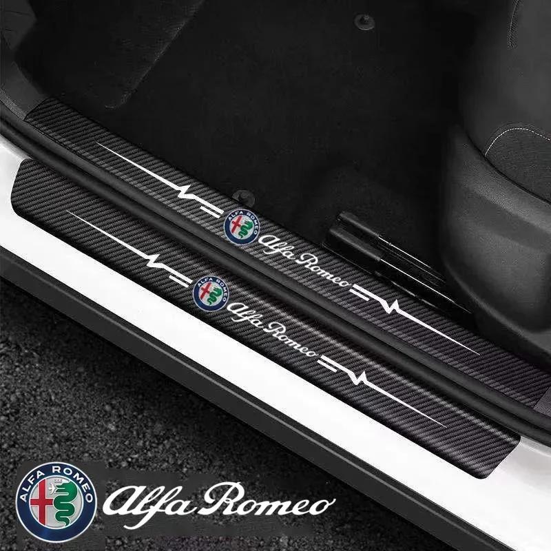 For Alfa Romeo Giulia 159 147 156 4C Stelvio Giulietta Mito Car Door Sill Protector Sticker Carbon Fiber Rear Tail Bumper Decals zq5