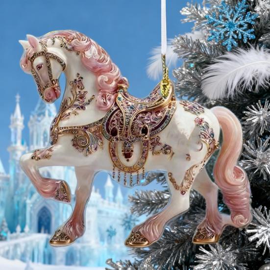Лошадь Украшение Сверкающий Страз Лошадь Украшение на Елку 2D Акриловая Подвеска Праздничный Сувенир Подарки для Женщин Девушек Любителей Лошадей