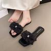 2025 New Summer Fairy Wind Mesh Bow Slippers Female Seaside Vacation Non-slip Flat Bottom Beach Cool Slippers