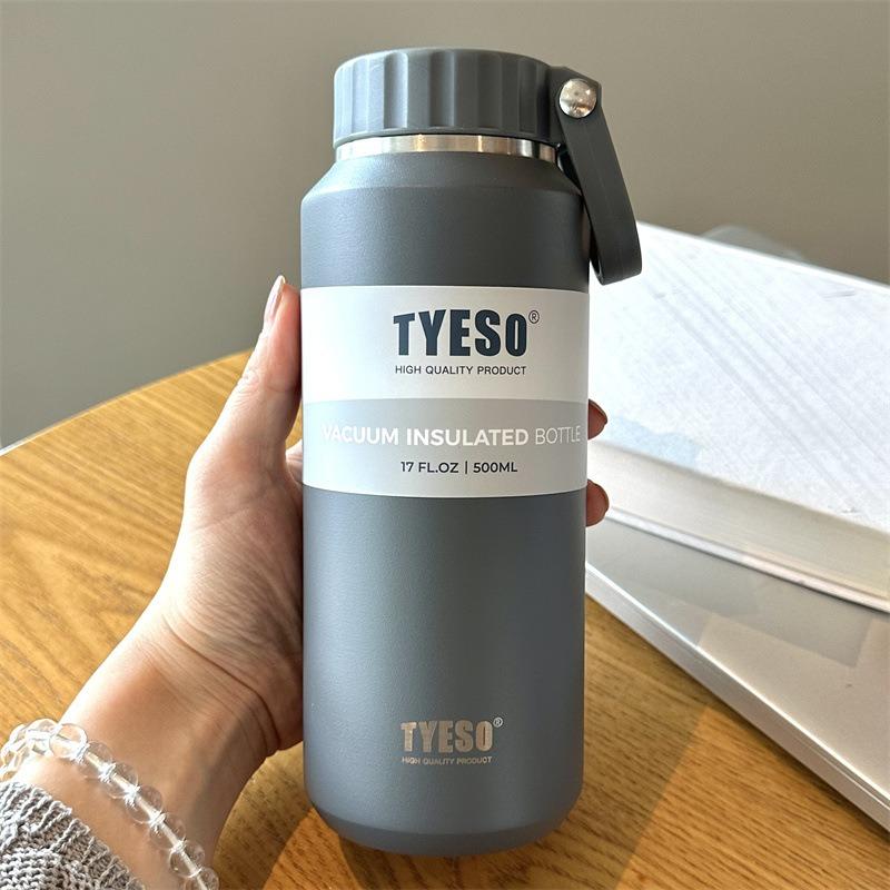TYESO 500/710ml Thermos Cups Stainless Steel Easy-Pull Cup Outdoor Sport Water Bottle with Handle Portable Travel Mug Hydration