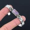 925 Silver Radiant Purpurite Gemstone Handcrafted Flower Mother Bangle Bracelet