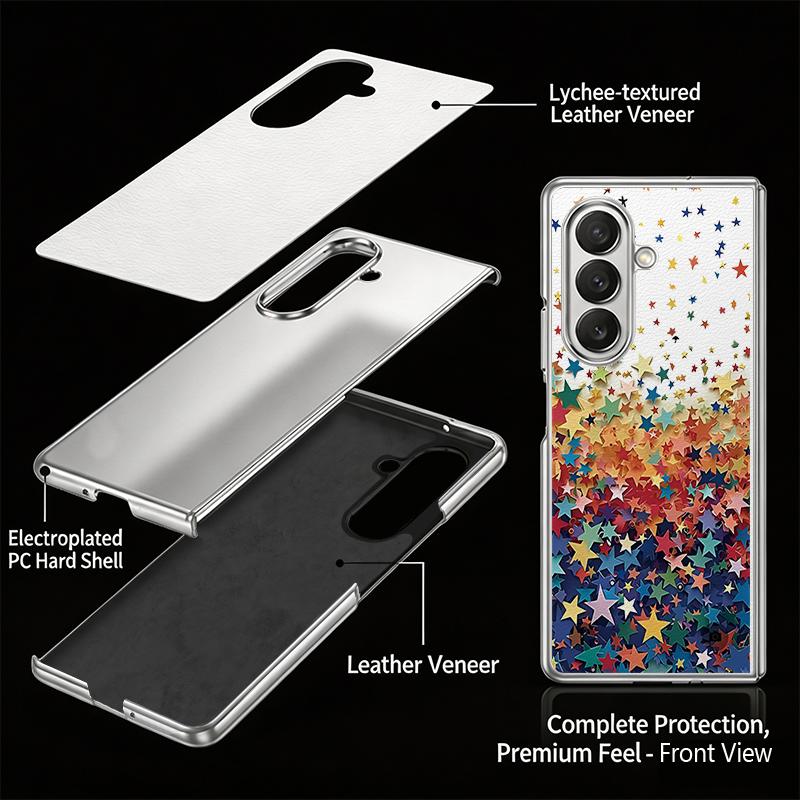 Чехол с принтом «Цветные звезды» для Samsung Galaxy Z Fold 8 Ultra 7 6 5 Z Fold8 Fold7 Fold6 Роскошный Гибридный 3-в-1 Покрытие Кожаная Накладка Чехол для Телефона