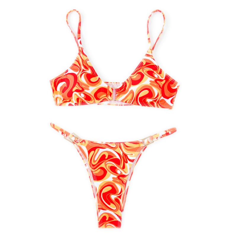 New, split women's small pit strip fabric solid color swimsuit summer sexy women's bikini