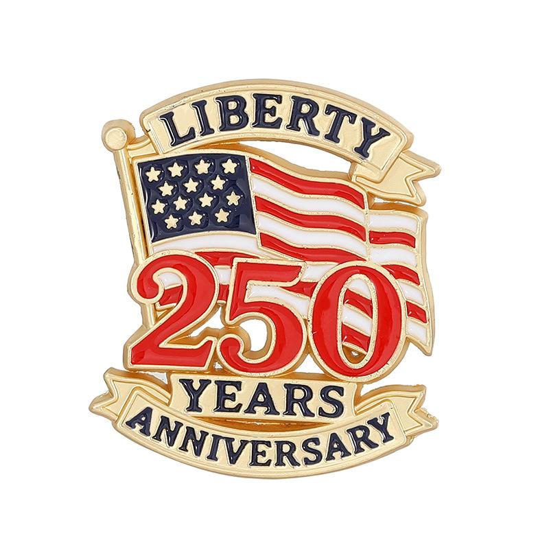 Factory Prices New Products US 250th Anniversary Enamel Lapel Pin Patriotic Flag Emblem Metal Enamel Lapel Brooch Pins Badges